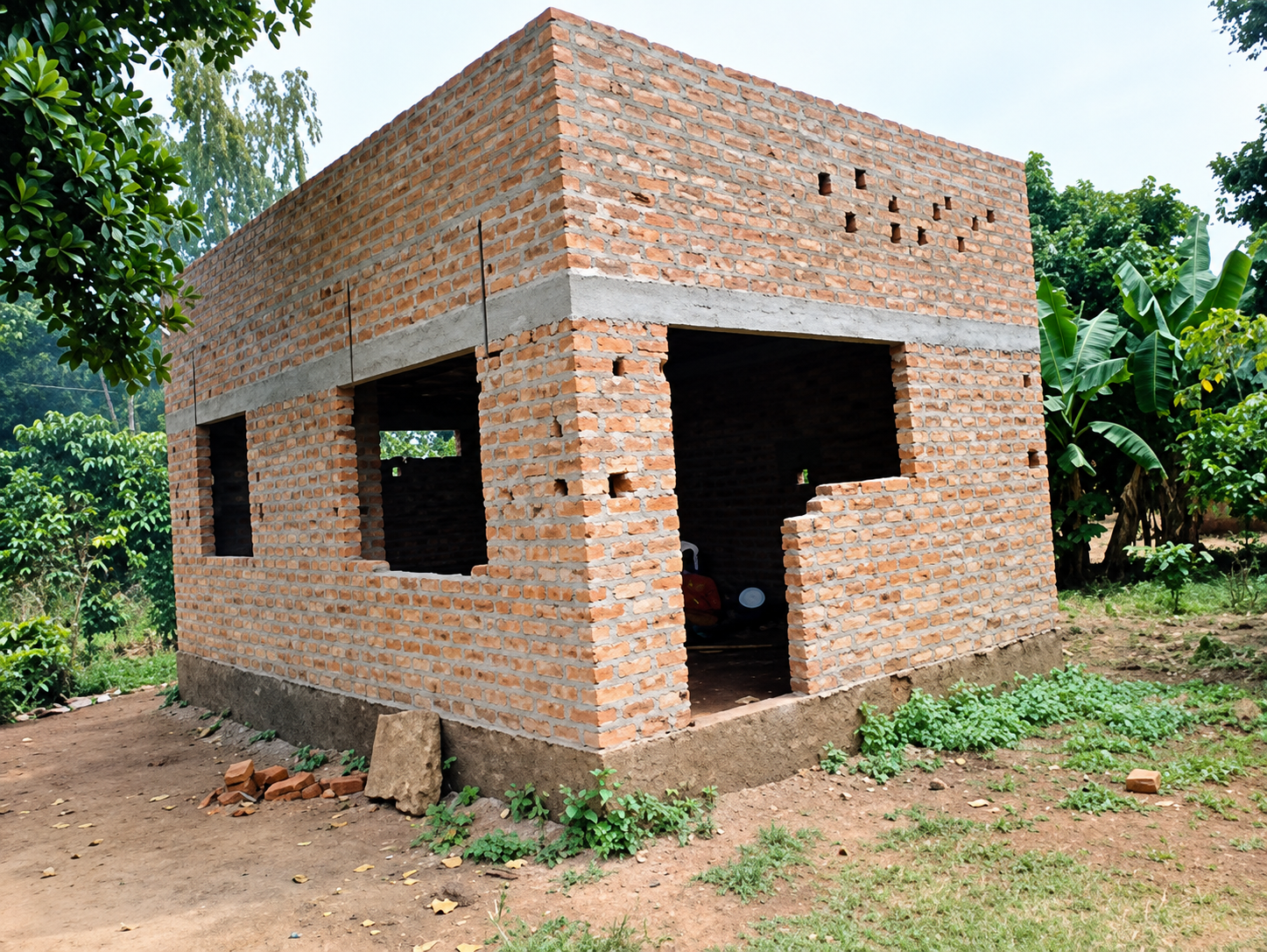 Covered kitchen construction at Store of Hope Orphanage in Uganda