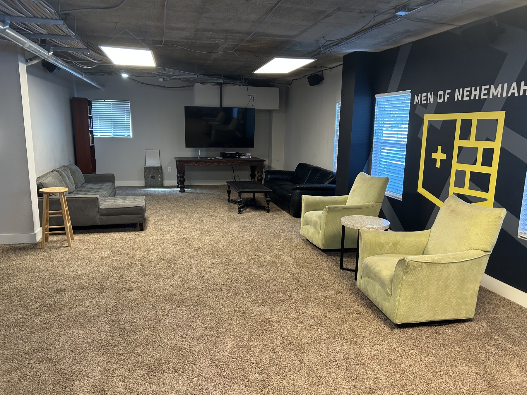 The welcoming lounge at the Men of Nehemiah clubhouse